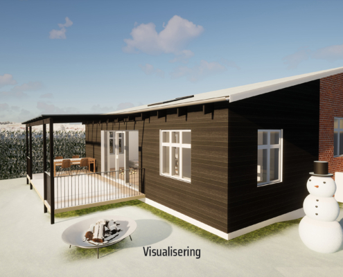 Rendering af tilbygning i snevejr - visualisering