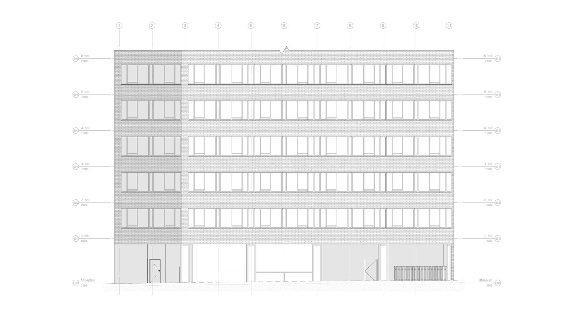 Facadetegning mod nord